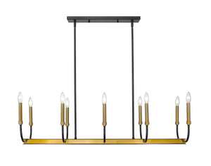 Haylie 10 Light Island/Billiard in Matte Black + Olde Brass Finish
