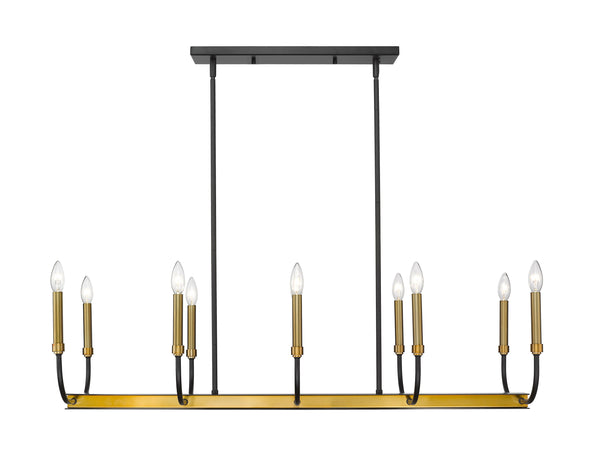 Haylie 10 Light Island/Billiard in Matte Black + Olde Brass Finish