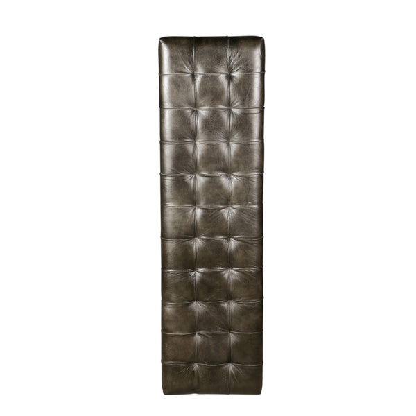 New York 54" Iron and Black Leather Bench