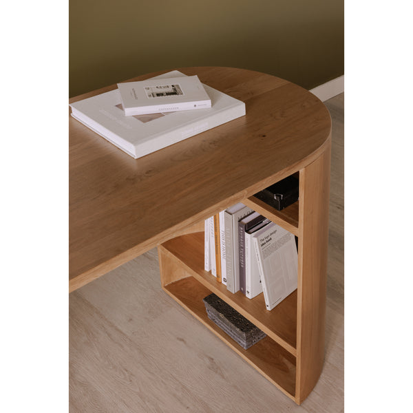Moe's Theo Desk with Shelves in Natural Oak