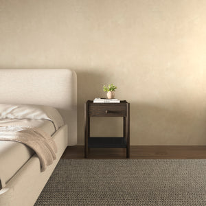 Millie Nightstand with Black Rope and Oak Legs
