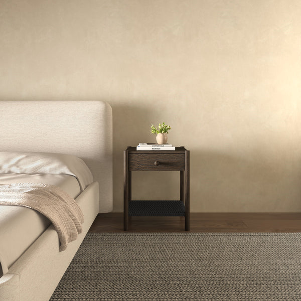 Millie Nightstand with Black Rope and Oak Legs