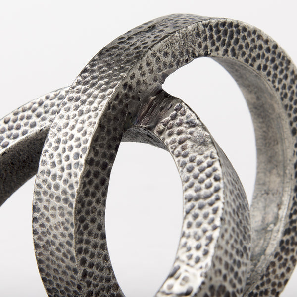Rafiki Two Blackened Silver Hammered Finish Metal Conjoined Circles