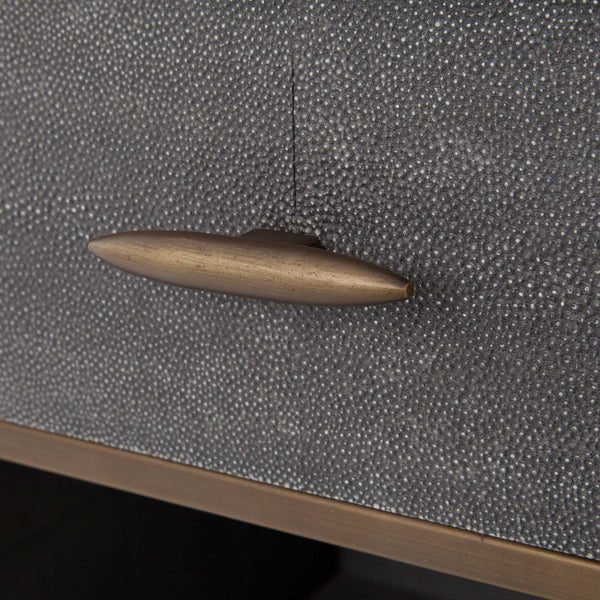 Shagreen Bedside Table-Antique Brass