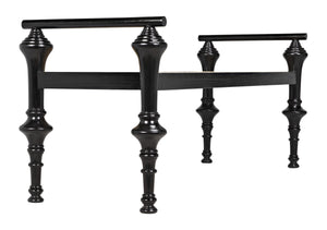 Indochine Sungkai/Mindi Bench with Caning in Charcoal Black