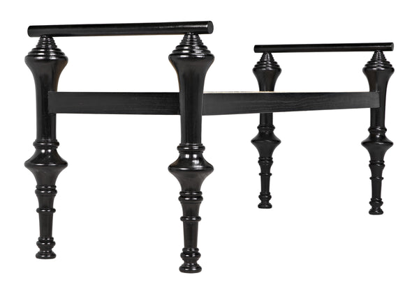 Indochine Sungkai/Mindi Bench with Caning in Charcoal Black
