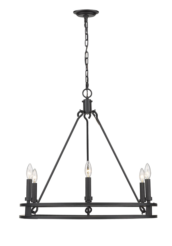 Dennison 6 Light Chandelier in Matte Black Finish