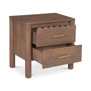 Wiley Nightstand in Vintage Brown with Brass Handles