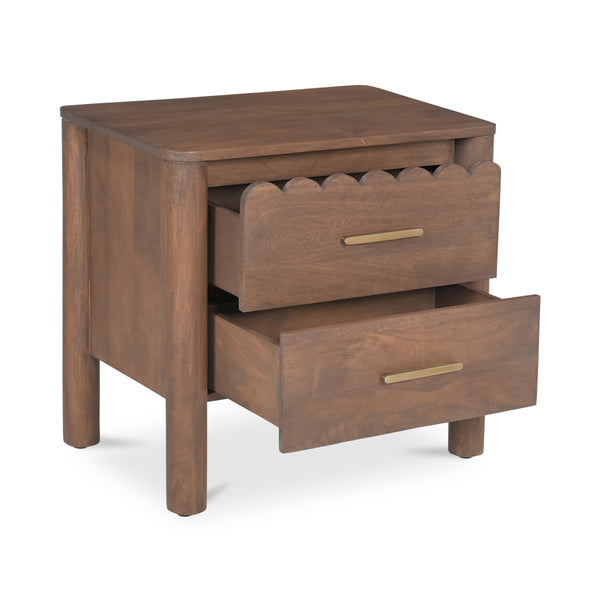 Wiley Nightstand in Vintage Brown with Brass Handles