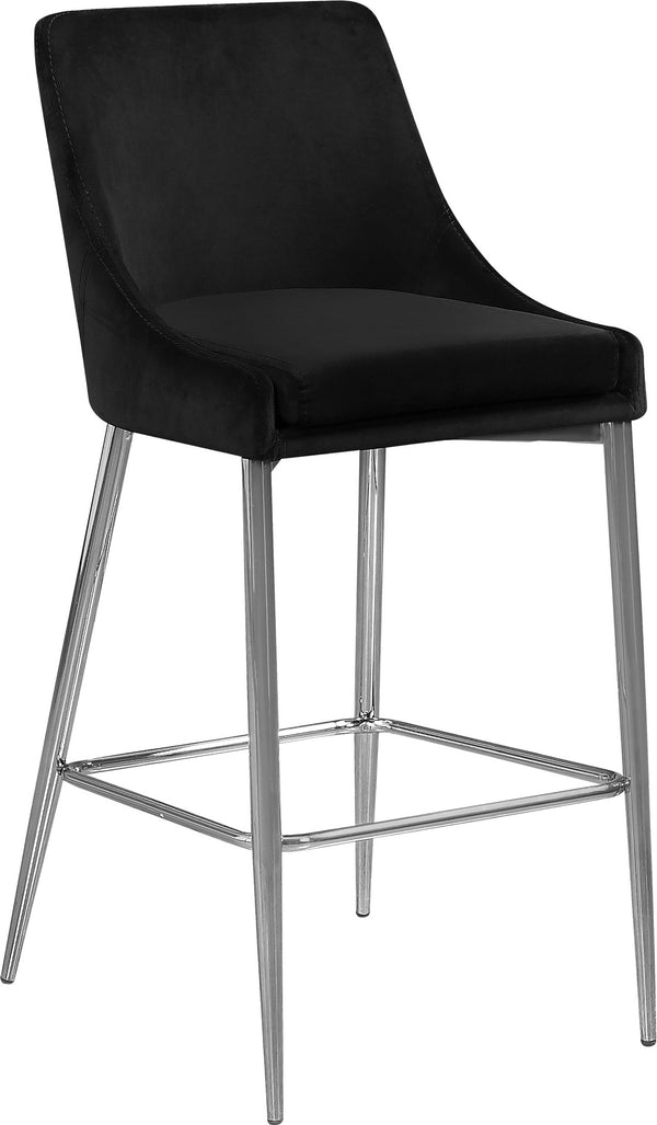 Lynette Stool In Black Velvet and Chrome