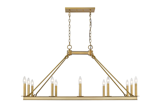 Barclay 12 Light Island/Billiard in Olde Brass Finish