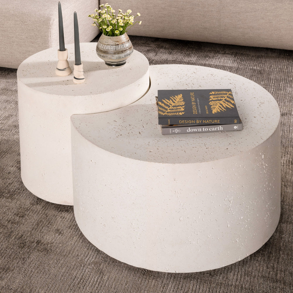 Meza Nesting Coffee Table In Textured White