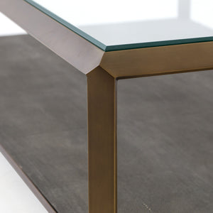 Shagreen Shadow Box Coffee Table-Brass