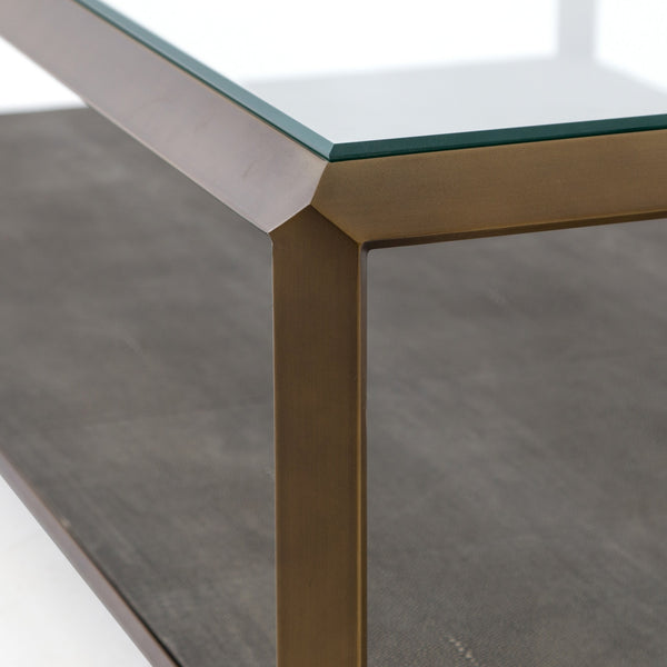 Shagreen Shadow Box Coffee Table-Brass
