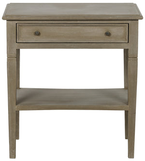 Oxford 1-Drawer Mahogany Side Table with Brass Pulls, Weathered Finish