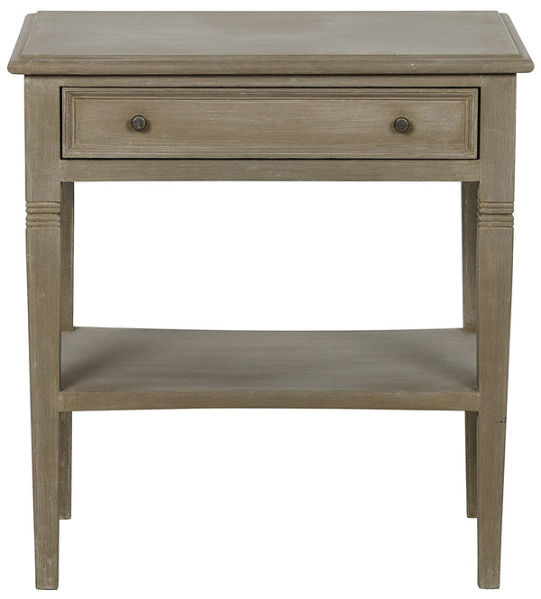 Oxford 1-Drawer Mahogany Side Table with Brass Pulls, Weathered Finish