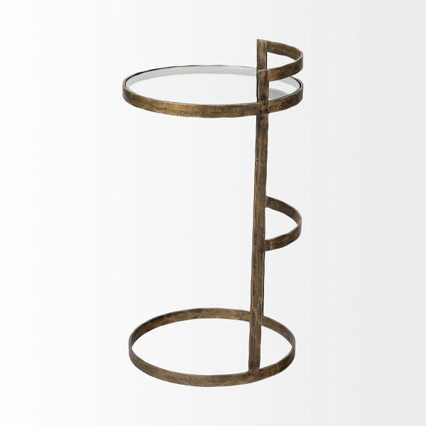 Reimer 15L x 15W Gold Round Glass Top W/Metal Frame Accent Table