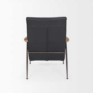 Grosjean Black Leather w/ Black Metal Frame Accent Chair