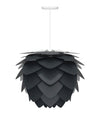 Aluvia Medium Hardwired Pendant in Anthracite with White Cord