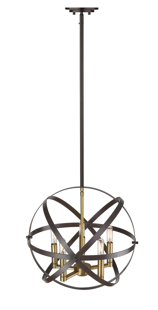 Cavallo 5 Light Pendant in Hammered Bronze + Olde Brass Finish