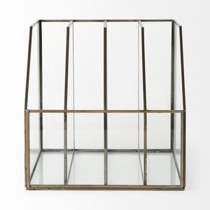 Fred 9.1L x 7.9W x 7.9H Gold Metal and Glass File Folder