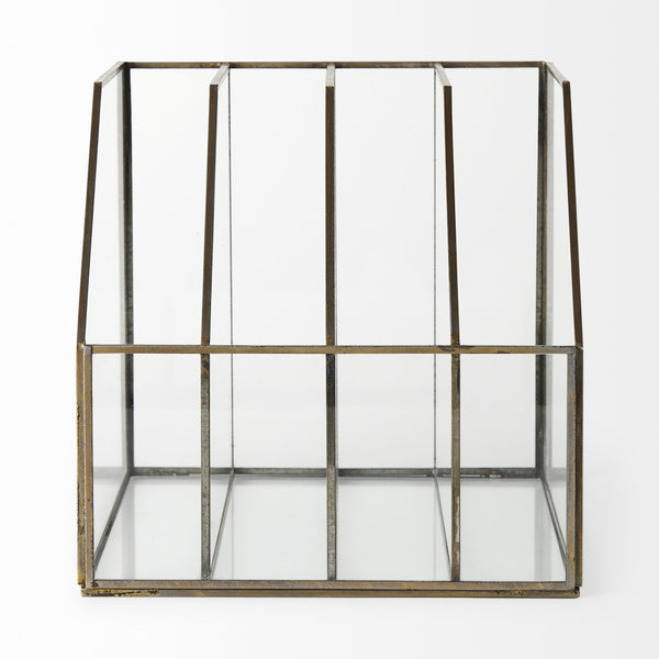 Fred 9.1L x 7.9W x 7.9H Gold Metal and Glass File Folder