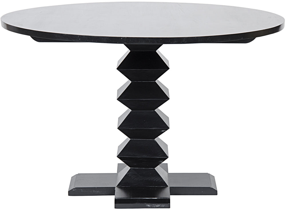 Zig-Zag Dining Table, 48" Diameter, Hand Rubbed Black