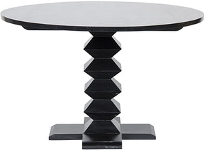 Zig-Zag Dining Table, 48" Diameter, Hand Rubbed Black