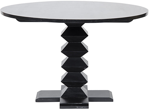 Zig-Zag Dining Table, 48" Diameter, Hand Rubbed Black