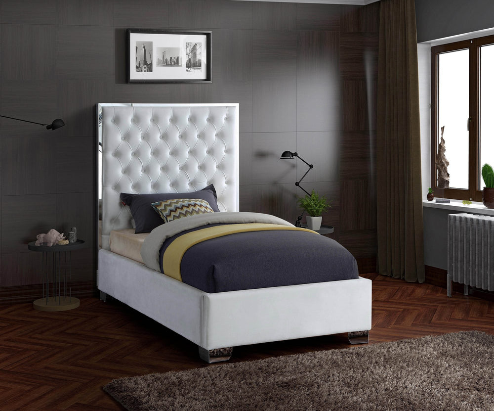 Priscilla Twin Bed In White Velvet