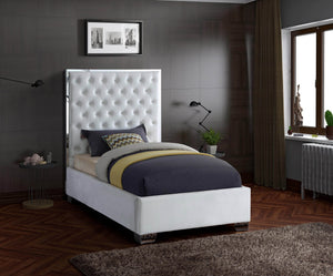 Priscilla Twin Bed In White Velvet