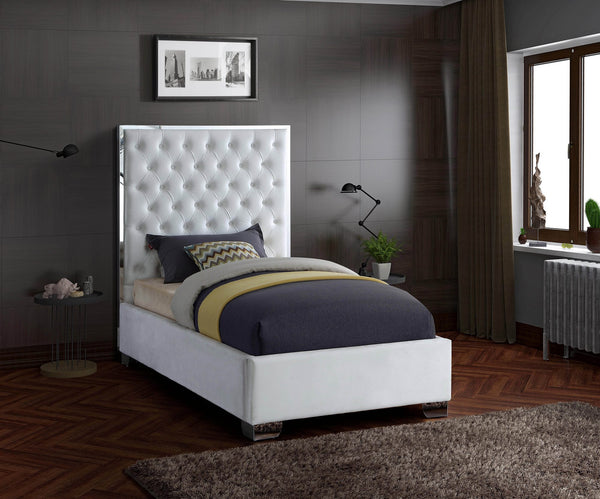 Priscilla Twin Bed In White Velvet