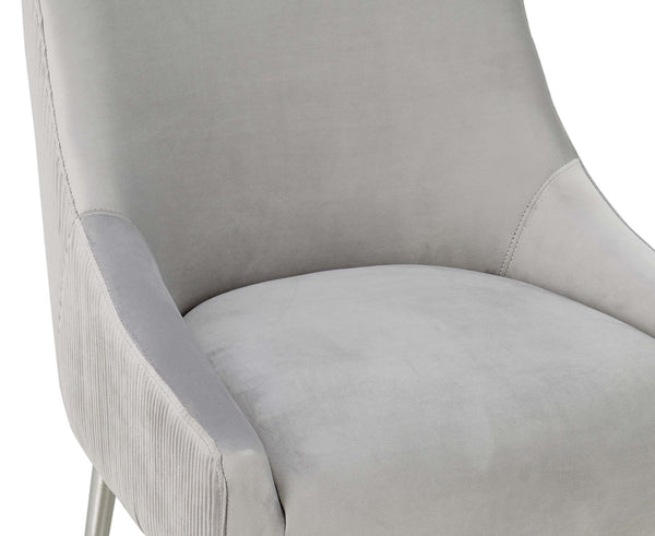 Beatrix Pleated Light Grey Velvet Bar Stool
