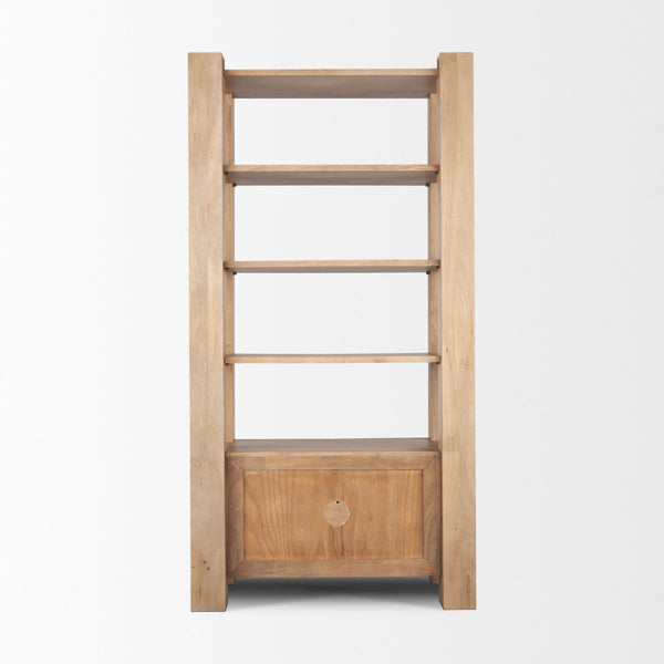 Beth Light Brown Wood w/ Open and Closed Storage Shelving Unit
