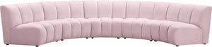 Lynda 5pc. Modular Sectional In Pink Velvet
