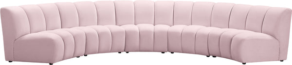 Lynda 5pc. Modular Sectional In Pink Velvet