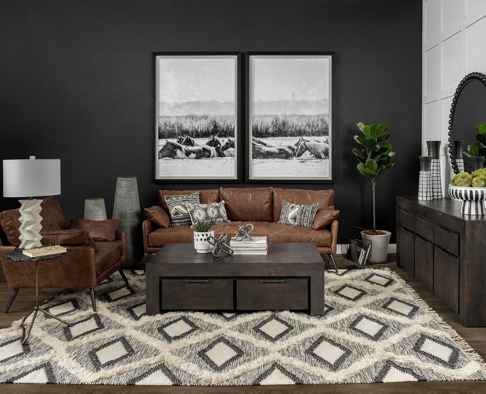 Cochrane II 82L x 33W x 32.25H Brown Leather Three Seater Sofa