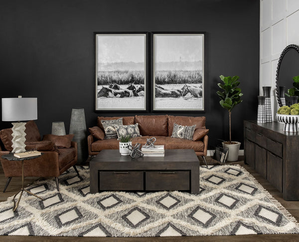 Cochrane II 82L x 33W x 32.25H Brown Leather Three Seater Sofa