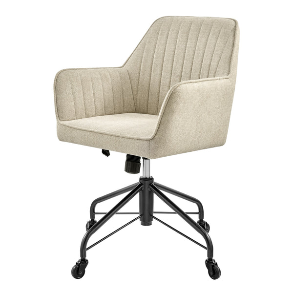 Thompson Fabric Swivel Office Arm Chair In Strata Cream