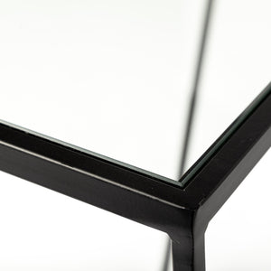 Arya (Set of 2) 24L x 10W Black Rectangular Glass Top Iron Frame Accent Table