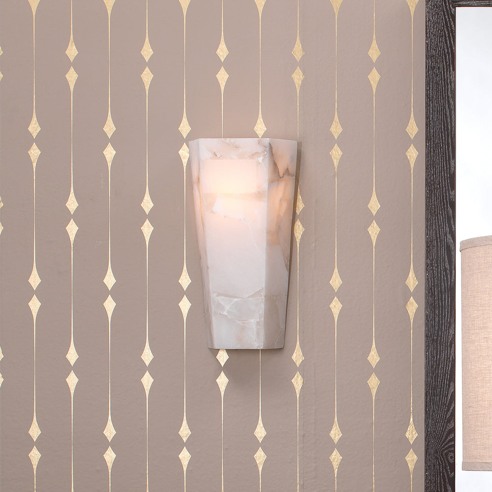 Borealis Tall Hexagon 1-Light Wall Alabaster Sconce