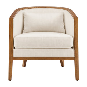 Tillman Faux Leather/Linen Accent Arm Chair, Casa Caramel/Shortbread