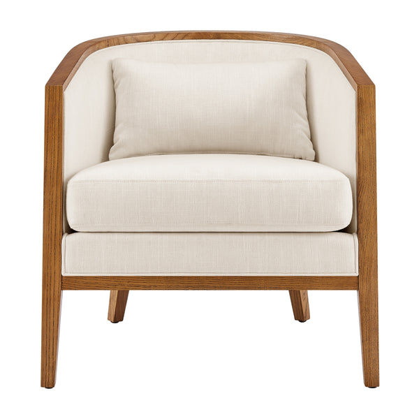 Tillman Faux Leather/Linen Accent Arm Chair, Casa Caramel/Shortbread