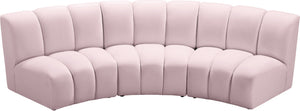 Lynda 3pc. Modular Sectional In Pink Velvet