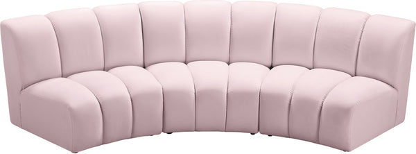 Lynda 3pc. Modular Sectional In Pink Velvet