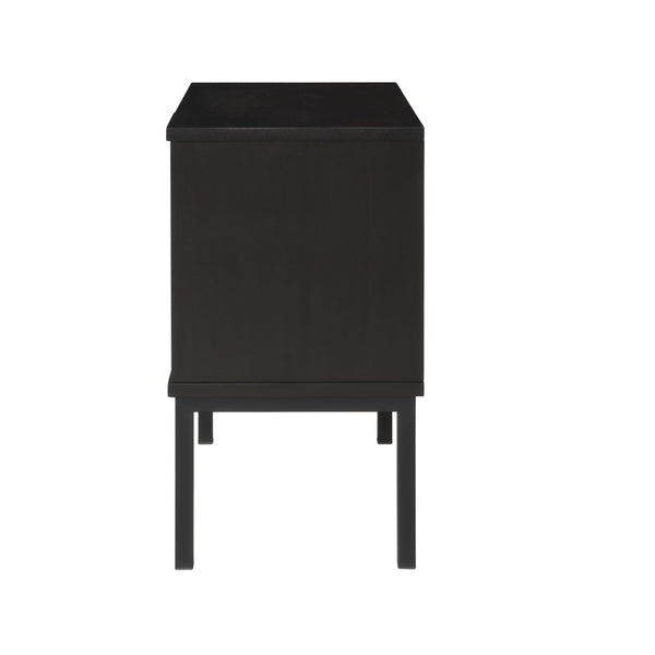 Caine KD Rattan Nightstand/Side Table, Black