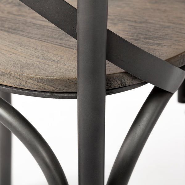 Etienne I Brown Solid Wood Seat Grey Iron Frame Dining Chair