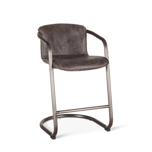 Portofino Distressed Antique Ebony Leather Counter Chair