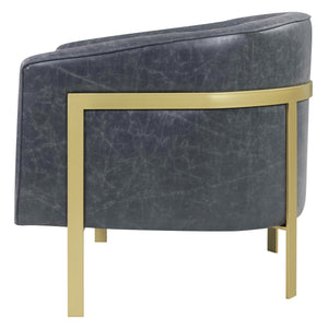 Harrod Bonded Leather Accent Arm Chair Gold Legs In Vintage Midnight