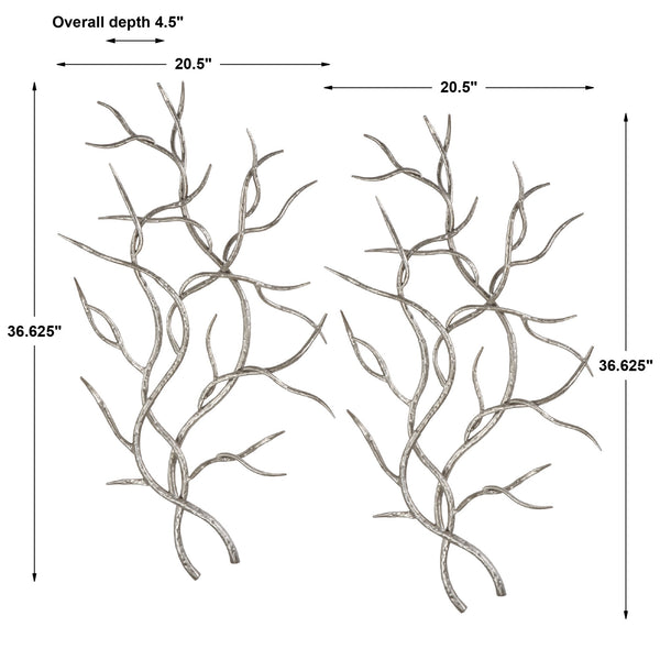 Silver Branches Metal Wall Decor